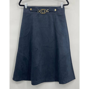 Marc New York Andrew Marc Women Expresso Faux Suede A-line Skirt Blue Small NEW